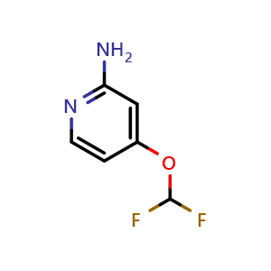 Chemical structure of 4-(difluoromethoxy)pyridin-2-amine , CAS 1206972-19-1, AChemBlock P43505