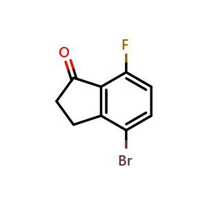 Chemical structure of 4-bromo-7-fluoro-2,3-dihydroinden-1-one , CAS 1003048-72-3, AChemBlock P43545