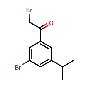 Chemical structure of 2-Bromo-1-(3-bromo-5-isopropylphenyl)ethanone , CAS 2231673-78-0, AChemBlock P43558