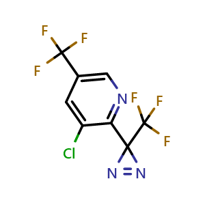 Chemical structure of 3-Chloro-5-(trifluoromethyl)-2-(3-(trifluoromethyl)-3H-diazir , CAS 2231675-69-5, AChemBlock P43595