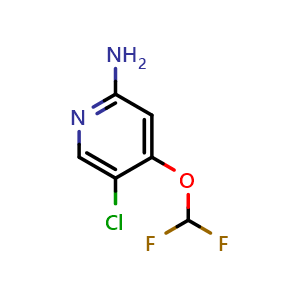 Chemical structure of 5-chloro-4-(difluoromethoxy)pyridin-2-amine , CAS 2231672-98-1, AChemBlock P43620