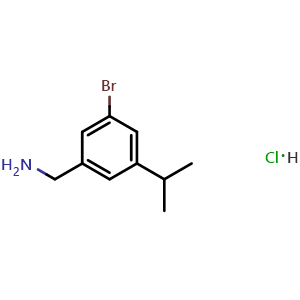 Chemical structure of (3-bromo-5-isopropylphenyl)methanamine , CAS 2227272-65-1, AChemBlock P43627