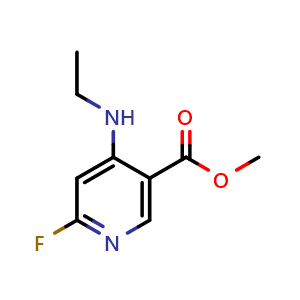 Chemical structure of methyl 4-(ethylamino)-6-fluoropyridine-3-carboxylate , CAS 2187435-18-1, AChemBlock P43637