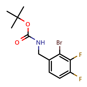 Chemical structure of tert-Butyl 2-bromo-3,4-difluorobenzylcarbamate , CAS 2231675-56-0, AChemBlock P43656