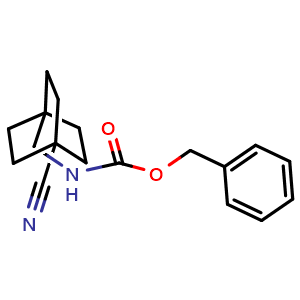 Chemical structure of benzyl 4-cyanobicyclo[2.2.2]octan-1-ylmethylcarbamate , CAS 71271-46-0, AChemBlock P43660