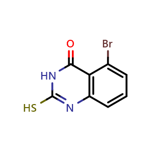 Chemical structure of 5-bromo-2-mercaptoquinazolin-4(3H)-one , CAS 2231674-69-2, AChemBlock P43668