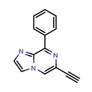 Chemical structure of 6-Ethynyl-8-phenylimidazo[1,2-a]pyrazine , CAS 2227272-60-6, AChemBlock P43690