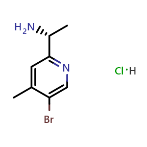 Chemical structure of (R)-1-(5-bromo-4-methylpyridin-2-yl)ethanamine hydrochloride , CAS 2231665-15-7, AChemBlock P43692