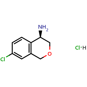 Chemical structure of (R)-7-chloroisochroman-4-amine hydrochloride , CAS 1956436-66-0, AChemBlock P43716