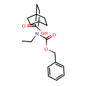 Chemical structure of 4-((benzyloxycarbonyl)(ethyl)amino)bicyclo[2.2.2]octane-1-carboxylic acid , CAS 2231676-98-3, AChemBlock P43725