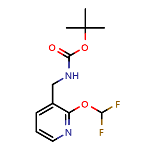 Chemical structure of tert-butyl ((2-(difluoromethoxy)pyridin-3-yl)methyl)carbamate , CAS 2231676-94-9, AChemBlock P43733