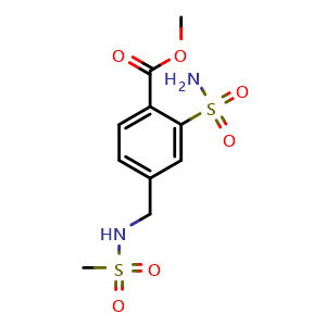 Chemical structure of Methyl-2-(aminosulfonyl)-4-[[(methylsulfonyl)amino]methyl]-benzoate , CAS 393509-80-3, AChemBlock P43734