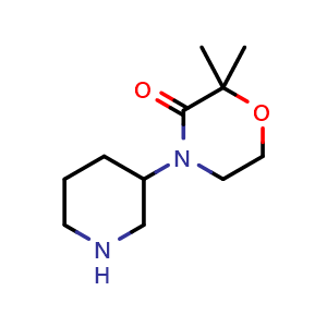 Chemical structure of 2,2-dimethyl-4-(piperidin-3-yl)morpholin-3-one , CAS 2231676-68-7, AChemBlock P43741
