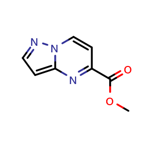 Chemical structure of Methyl pyrazolo[1,5-a]pyrimidine-5-carboxylate , CAS 1453176-67-4, AChemBlock P43749