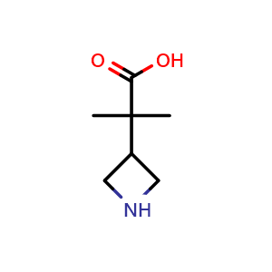 Chemical structure of 2-(azetidin-3-yl)-2-methylpropanoic acid , CAS 1588788-87-7, AChemBlock P43771