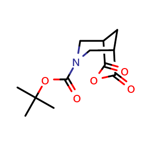 Chemical structure of tert-butyl 2,4-dioxo-3-oxa-7-azabicyclo[3.3.1]nonane-7-carboxylate , CAS 914260-44-9, AChemBlock P43806