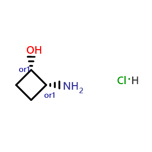 Chemical structure of cis-2-aminocyclobutan-1-ol hydrochloride , CAS 2070860-49-8, AChemBlock P43811