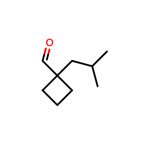 Chemical structure of 1-(2-methylpropyl)cyclobutane-1-carbaldehyde , CAS 1707391-35-2, AChemBlock P43830