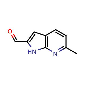 Chemical structure of 6-methyl-1H-pyrrolo[2,3-b]pyridine-2-carbaldehyde , CAS 1427504-16-2, AChemBlock P43841