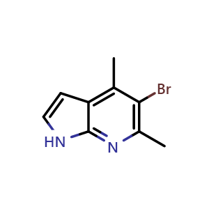 Chemical structure of 5-bromo-4,6-dimethyl-1H-pyrrolo[2,3-b]pyridine , CAS 1427503-04-5, AChemBlock P43843