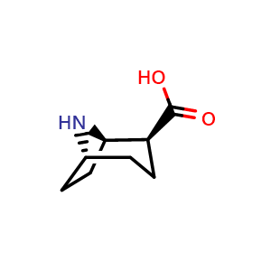 Chemical structure of exo-8-azabicyclo[3.2.1]octan-2-carboxylic acid , CAS 1408075-36-4, AChemBlock P43849
