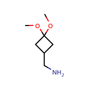 Chemical structure of (3,3-dimethoxycyclobutyl)methanamine , CAS 1392803-86-9, AChemBlock P43879