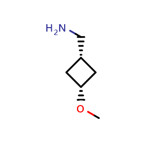Chemical structure of cis-3-methoxycyclobutane-1-methamine , CAS 1438241-30-5, AChemBlock P43904
