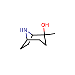 Chemical structure of 2-hydroxy-2-methyl-8-azabicyclo[3.2.1]octane , CAS 1419101-14-6, AChemBlock P43911