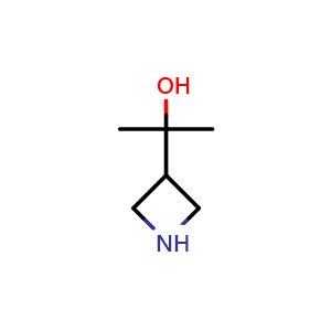 Chemical structure of 2-(azetidin-3-yl)propan-2-ol , CAS 1257293-78-9, AChemBlock P43932