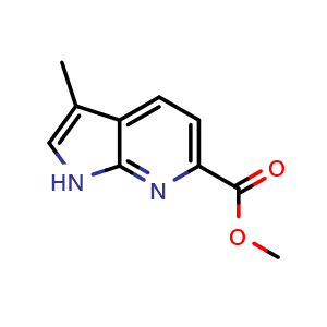 Chemical structure of methyl 3-methyl-1H-pyrrolo[2,3-b]pyridine-6-carboxylate , CAS 1363382-05-1, AChemBlock P43949