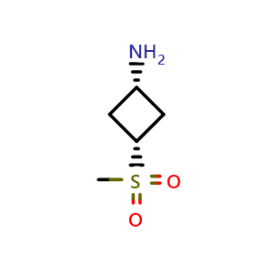 Chemical structure of cis-3-methylsulfonylcyclobutylamine , CAS 1363382-80-2, AChemBlock P43967