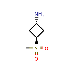 Chemical structure of trans-3-methylsulfonylcyclobutylamine , CAS 1363381-54-7, AChemBlock P43968
