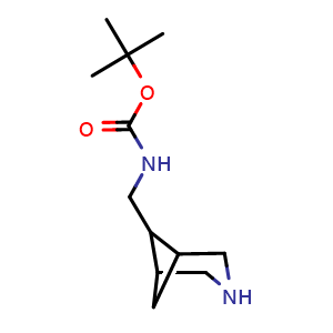 Chemical structure of 6-(boc-aminomethyl)-3-azabicyclo[3.1.1]heptane , CAS 1363382-87-9, AChemBlock P44004