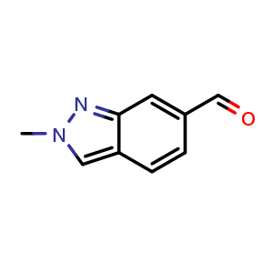 Chemical structure of 2-methyl-2H-indazole-6-carbaldehyde , CAS 1337881-08-9, AChemBlock P44006