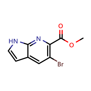 Chemical structure of methyl 5-bromo-1H-pyrrolo[2,3-b]pyridine-6-carboxylate , CAS 1408074-64-5, AChemBlock P44008