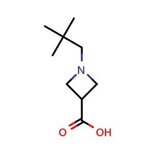 Chemical structure of 1-(2,2-dimethylpropyl)azetidine-3-carboxylic acid , CAS 1127401-92-6, AChemBlock P44012