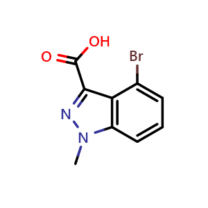 Chemical structure of 4-bromo-1-methyl-1H-indazole-3-carboxylic acid , CAS 1363380-97-5, AChemBlock P44016