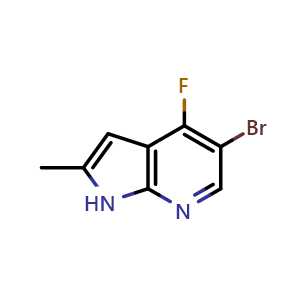 Chemical structure of 5-bromo-4-fluoro-2-methyl-1H-pyrrolo[2,3-b]pyridine , CAS 1352398-35-6, AChemBlock P44019