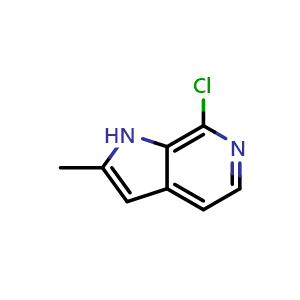 Chemical structure of 7-chloro-2-methyl-1H-pyrrolo[2,3-c]pyridine , CAS 874013-97-5, AChemBlock P44043