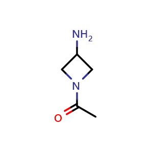 Chemical structure of 1-(3-aminoazetidin-1-yl)ethan-1-one , CAS 1137870-15-5, AChemBlock P44093