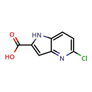 Chemical structure of 5-chloro-1H-pyrrolo[3,2-b]pyridine-2-carboxylic acid , CAS 800401-63-2, AChemBlock P44118