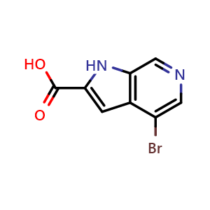 Chemical structure of 4-bromo-1H-pyrrolo[2,3-c]pyridine-2-carboxylic acid , CAS 1252572-24-9, AChemBlock P44125