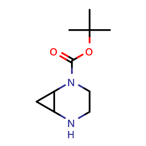 Chemical structure of tert-butyl 2,5-diazabicyclo[4.1.0]heptane-2-carboxylate , CAS 1228675-18-0, AChemBlock P44140