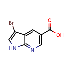 Chemical structure of 3-bromo-1H-pyrrolo[2,3-b]pyridine-5-carboxylic acid , CAS 1234616-00-2, AChemBlock P44144