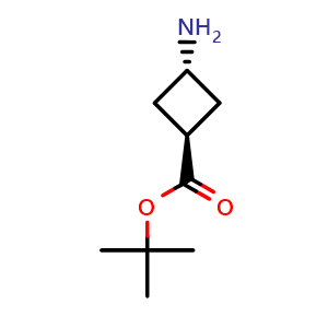 Chemical structure of tert-butyl trans-3-aminocyclobutane-1-carboxylate , CAS 1192547-86-6, AChemBlock P44176