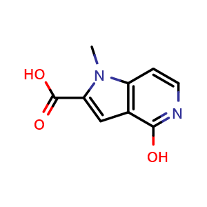 Chemical structure of 4-hydroxy-1-methyl-1H-pyrrolo[3,2-c]pyridine-2-carboxylic acid , CAS 1242886-32-3, AChemBlock P44209