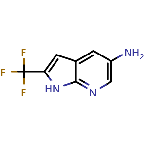 Chemical structure of 2-(Trifluoromethyl)-1H-pyrrolo[2,3-b]pyridin-5-amine , CAS 1186502-40-8, AChemBlock P44217