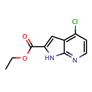 Chemical structure of ethyl 4-chloro-1H-pyrrolo[2,3-b]pyridine-2-carboxylate , CAS 1196151-72-0, AChemBlock P44269