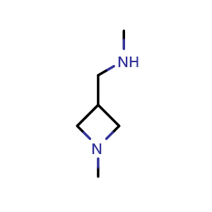 Chemical structure of methyl[(1-methylazetidin-3-yl)methyl]amine , CAS 864350-83-4, AChemBlock P44272