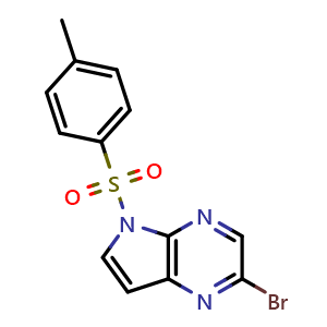 Chemical structure of 2-bromo-5-tosyl-5H-pyrrolo[2,3-b]pyrazine , CAS 1201186-54-0, AChemBlock P44279
